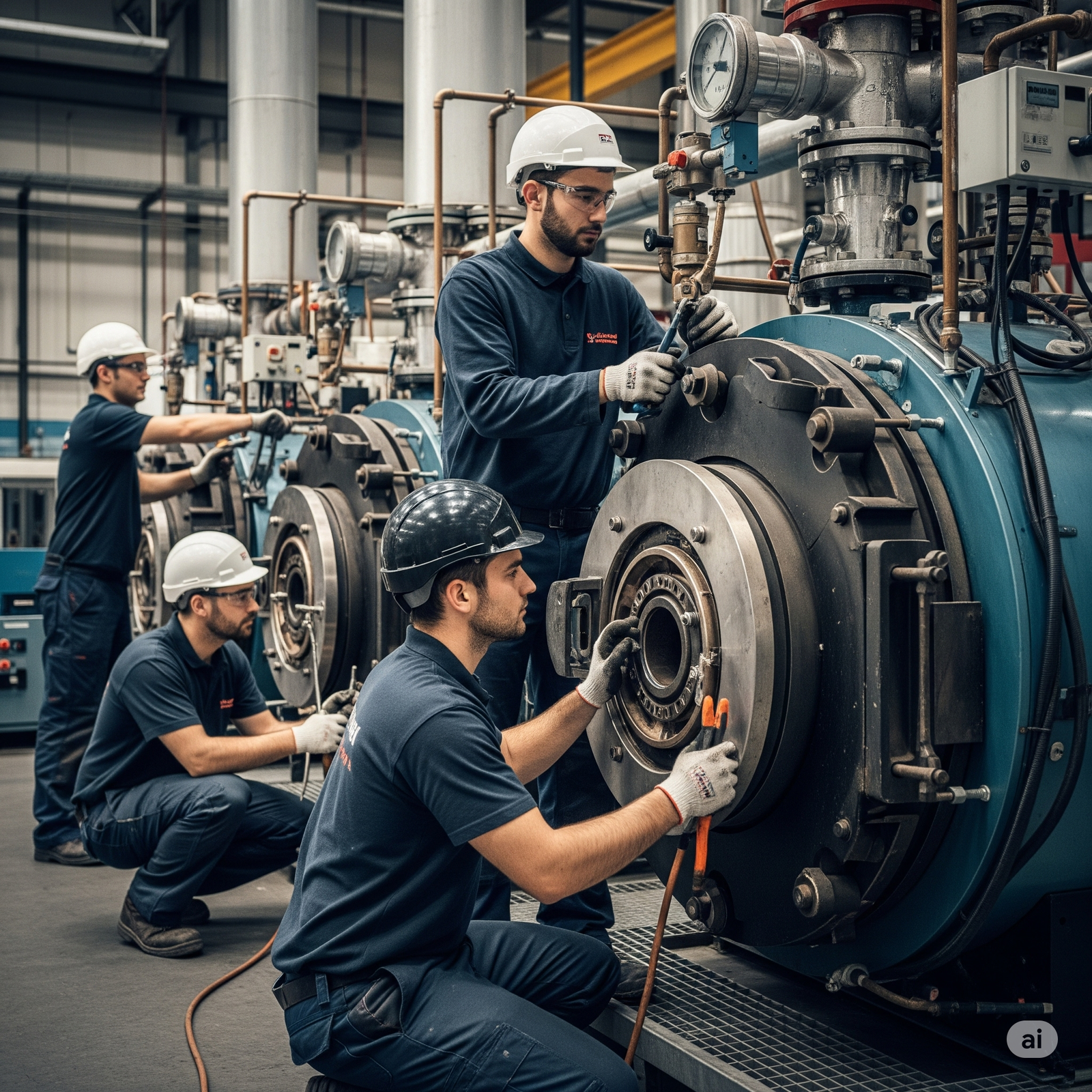 A diverse team of professionals works on the repair, installation, and servicing of boilers in various locations across the Sudbury.