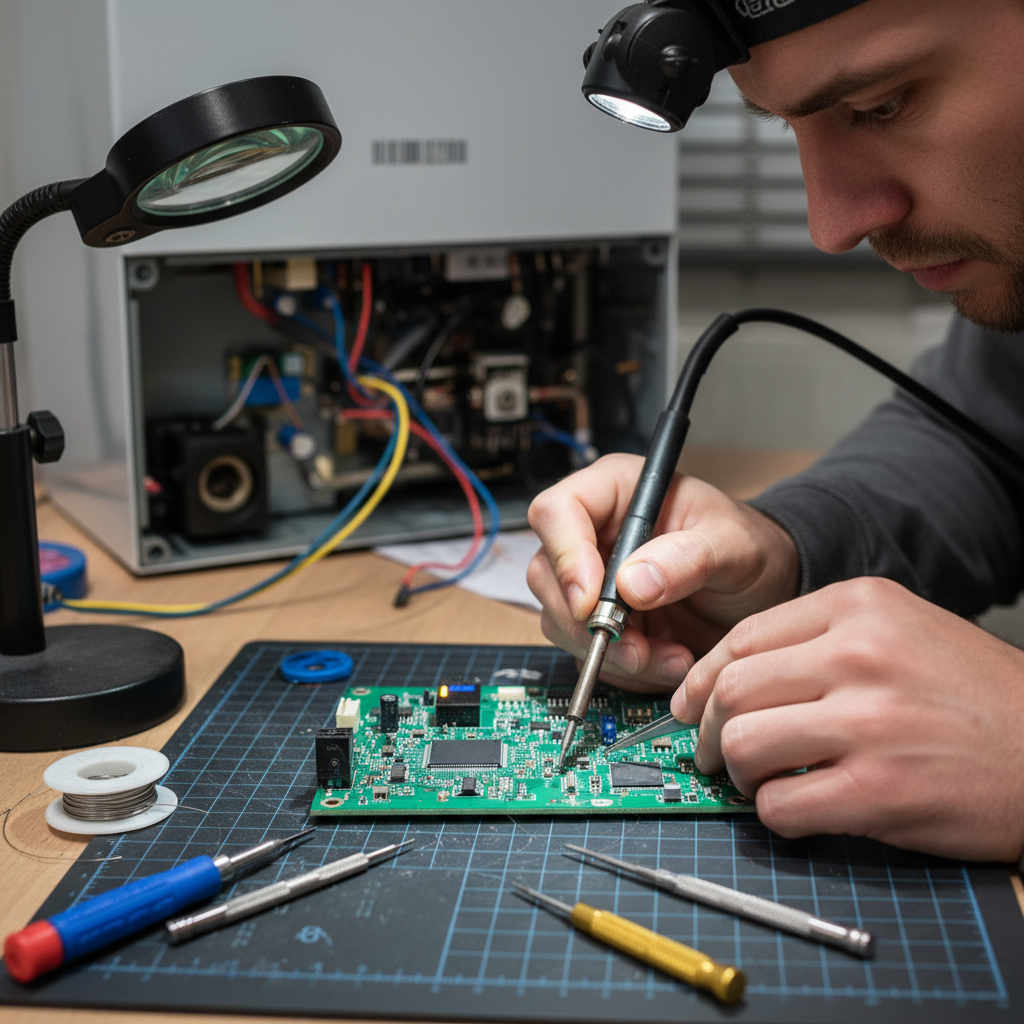 Boiler control board repair in progress