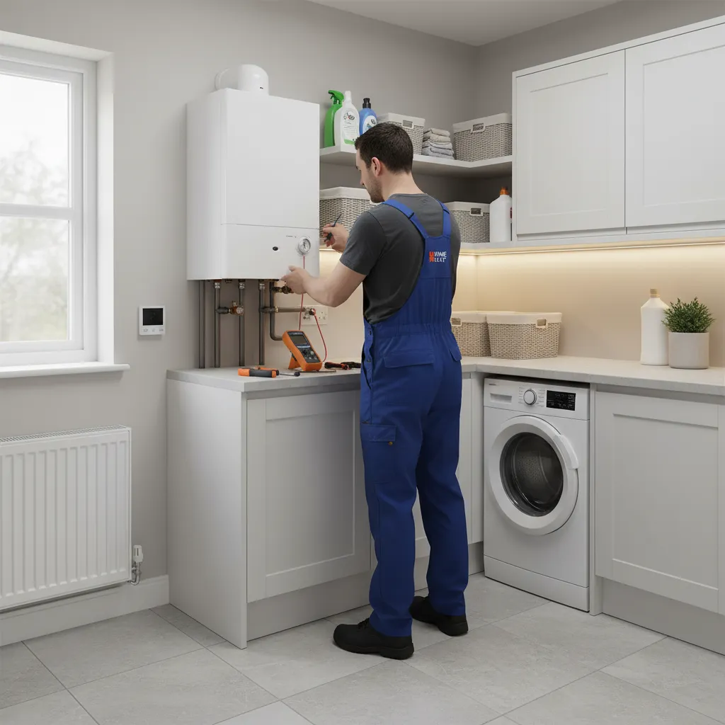 Modern utility room with boiler and laundry