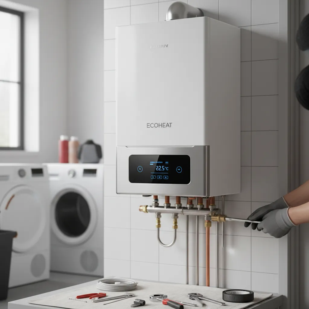 New boiler installation with digital control panel